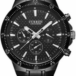 Goedkoop ๐ Curren Black Steel - Heren Horloge - Staal - Zwart - 48 Mm โ๏ธ