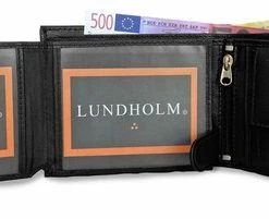 Hete verkoop 😉 Lundholm Heren Portemonnee Heren Leer Zwart Met RFID Anti-skim Bescherming - Zeer Soepel Nappa Leer - Mannen Cadeautjes 😀 -Nike shop 550x201 2