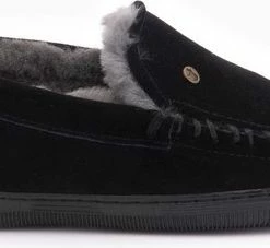 Korting 💯 Warmbat Grizzly Suede Heren Pantoffels - Black - Maat 46 😍