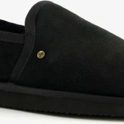 Gloednieuw 👏 Hush Puppies Suede Heren Pantoffels - Zwart - Maat 40 - Sloffen - Echt Leer 💯