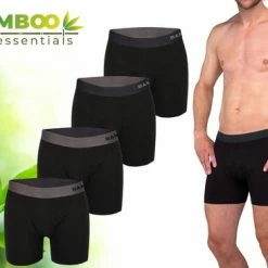 Aanbiedingen ๐ Bamboo Essentials - Boxershort Heren - Bamboe - 4 Stuks - Zwart - M - Ondergoed Heren - Heren Ondergoed - Boxer - Bamboe Boxershorts Voor Mannen โค๏ธ
