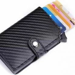 Top 10 ❤️ Merkloos Leren Pasjeshouder | RFID | Creditcardhouder | Carbon Zwart | Zwart-Card Protector | Sinterklaas | Black Friday | Kerst | Kerstcadeau ✨