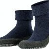 Goedkoop ❤️ FALKE Cosyshoe Slofsokken Comfortabel Warm Winter Antislip Ondoorzichtig Zacht Mid-rise Met Vilten Zool Zonder Motief Met Noppen Merinowol Blauw Heren Sokken - Maat 37-38 🌟