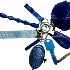 Begroting 💯 Defensiv. - Zelfverdediging Sleutelhanger - 8-delig - Blauw - Alarmsysteem - Hot Item - Self-defence Keychain 🤩