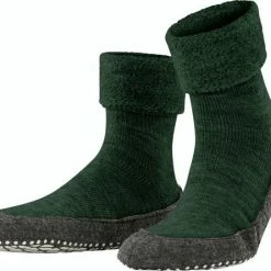 Goedkoop 🔥 FALKE Cosyshoe Slofsokken Comfortabel Warm Winter Antislip Ondoorzichtig Zacht Mid-rise Met Vilten Zool Zonder Motief Met Noppen Merinowol Groen Heren Sokken - Maat 45-46 🧨