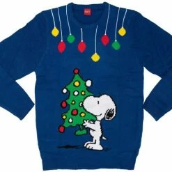 Hete verkoop 😉 Original Snoopy 🎁 Christmas Tree X-MAS Kersttrui - Unisex Blauw S - Trui 🥰