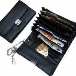 Groothandel 💯 Merkloos Horeca Taxi Portemonnee / Koopmansbeurs Met Ketting Zwart Kunstleer 👏