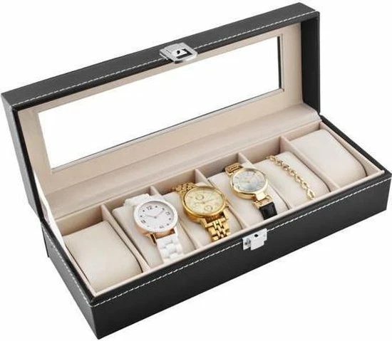Begroting 😍 Merkloos Luxe Horlogedoos Met Kussentjes - Horloge-Opbergbox Houder Kist - Opbergkist Heren/Dames - Zwart Leer - 6 Horloges Compartimenten 💯 6 Begroting 😍 Merkloos Luxe Horlogedoos Met Kussentjes - Horloge-Opbergbox Houder Kist - Opbergkist Heren/Dames - Zwart Leer - 6 Horloges Compartimenten 💯 - Afbeelding 4