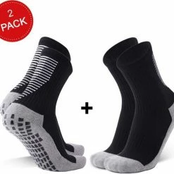 Nieuw ❤️ MyStand Gripsokken Voetbal Unisex Duo Pack - Zwart + Zwart (2 Paar) - One Size 🎉