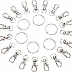 Hete verkoop ๐ LOVV Sleutelhanger Setjes-Sleutelhangers Maken-Zilverkleurige Karabijn Haak Met Sleutelring-Set Voor Sleutelhangers 10 Setjes ๐