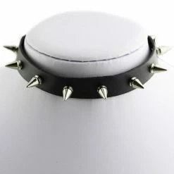 Aanbiedingen ⭐ Cabantis Punk Choker - Gothic Spike Ketting - Chain Met Ring&Studs - PU Leer - Unisex - Zwart 🛒