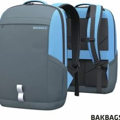 Goedkoop ✨ BAKBAGS Amsterdam Laptop Rugzak Voor 13 Tm 17 Inch Laptops - Laptoptas Incl Accessoires En Regenhoes - 10 Vakken - 25 Liter Inhoud - Duurzaam & Gerecycled Materiaal - Blauw-Grijs 🥰