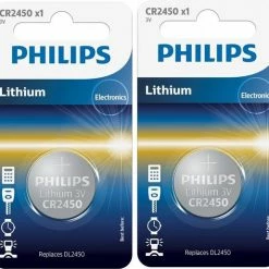 Beste Verkoop ⭐ 2 Stuks - Philips CR2450 3v Lithium Knoopcelbatterij ✨