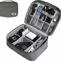 Goedkoop 😀 QY Kabel Organizer Tas, Multifunctionele Opbergtas Voor Elektronica En Accessoires - Grijs ✔️
