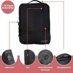 Nieuw 💯 Ticaba Rolle - Waterafstotende Laptop Rugzak Inclusief Usb Oplaadstation - 14 T/m 15,6 Inch - Rugtas Voor Dames En Heren - Zwart 😀 -Nike shop 550x539