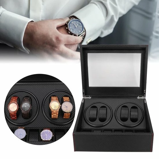 Goedkoop ⌛ Olvy 4+6 ⌚ Watchwinder - Voor 10 Horloges - Luxe Horloge Opwinder - Horlogebox - Opbergbox - Carbon Fiber ✔️ 5 Goedkoop ⌛ Olvy 4+6 ⌚ Watchwinder - Voor 10 Horloges - Luxe Horloge Opwinder - Horlogebox - Opbergbox - Carbon Fiber ✔️ - Afbeelding 3