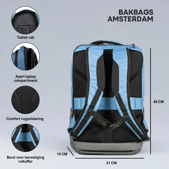 Goedkoop ✨ BAKBAGS Amsterdam Laptop Rugzak Voor 13 Tm 17 Inch Laptops - Laptoptas Incl Accessoires En Regenhoes - 10 Vakken - 25 Liter Inhoud - Duurzaam & Gerecycled Materiaal - Blauw-Grijs 🥰 6 Goedkoop ✨ BAKBAGS Amsterdam Laptop Rugzak Voor 13 Tm 17 Inch Laptops - Laptoptas Incl Accessoires En Regenhoes - 10 Vakken - 25 Liter Inhoud - Duurzaam & Gerecycled Materiaal - Blauw-Grijs 🥰 - Afbeelding 4