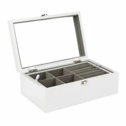 Kopen โจ HI Houten Sieradendoos - Sieradenbox - Met Spiegel - Wit โญ