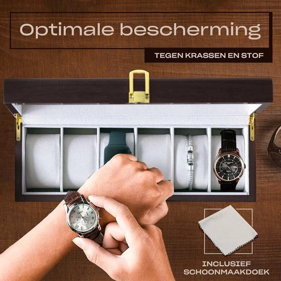 Flash-uitverkoop ⭐ JASC Horlogebox - 6 Compartimenten - Sieradendoos - Bruin / Beige ⌛ 4 Flash-uitverkoop ⭐ JASC Horlogebox - 6 Compartimenten - Sieradendoos - Bruin / Beige ⌛ - Afbeelding 2