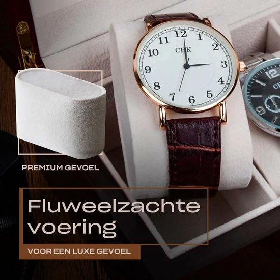 Flash-uitverkoop ⭐ JASC Horlogebox - 6 Compartimenten - Sieradendoos - Bruin / Beige ⌛ 9 Flash-uitverkoop ⭐ JASC Horlogebox - 6 Compartimenten - Sieradendoos - Bruin / Beige ⌛ - Afbeelding 7