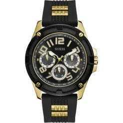 Promo 😉 Guess ⌚ Watches DELTA GW0051G2 Heren Horloge 46 Mm - Zwart ❤️