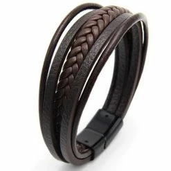 Beste Pirce 💯 TrendFox Stoere Heren Armband - Bruin Leer Met Zwarte Sluiting - Armband Heren - Armband Mannen - Sinterklaas Cadeautjes 👍
