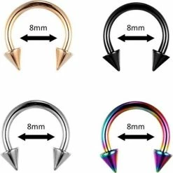 Goedkoopste 🌟 Fako Bijoux? Fako Bijoux - Circular Barbell Piercing - Hoefijzer Spike - 8mm - Set - 4 Stuks 🥰