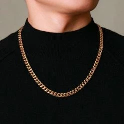 Aanbiedingen 🔥 TrendFox Cuban Link Ketting - Dikke Schakels - 5mm - Goud Kleurig - Ketting Mannen - Ketting Heren - Sinterklaas Cadeautjes 😍