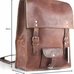 Flash-uitverkoop 🎉 Oncedoce Rugtas Echt Leer BILBAO Rugzak 40 X 26 X 9 Cm - Echte Leder Cognac Bruin Handgemaakt Van Echt Leer Vintage Stijl Tas 🌟