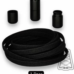 Top 10 🔥 Agletless Zwarte Platte Elastische Veters Zonder Strikken 6 Mm - Luxe Metalen Draaisluiting | 1 Paar - Kinderen & Volwassenen One-Size-Fits-All 💯