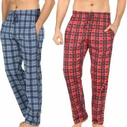 Uitgang 👍 Pierre Calvini - Pyjama Heren Volwassenen - Broek - 2 Pack - Navy / Rood Geruit - XL - Pyama Heren Volwassenen - Pyjamabroek Heren - Pyamabroek Heren 🔔
