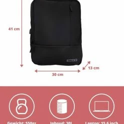 Nieuw 💯 Ticaba Rolle - Waterafstotende Laptop Rugzak Inclusief Usb Oplaadstation - 14 T/m 15,6 Inch - Rugtas Voor Dames En Heren - Zwart 😀 -Nike shop 550x616