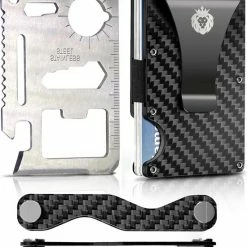 Gloednieuw π LejonC Pasjeshouder Met Geldclip + Gratis Multitool En Sleutelorganizer In Geschenkdoos - Creditcardhouder Met RFID Bescherming - Luxe Aluminium Kaarthouder Premium Kwaliteit Geschenk Voor Mannen Vrouwen π