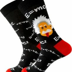 Goedkoopste 💯 Winkrs Sokken - Einstein - Wiskunde - Zwart/Rood & Wit - Maat 40 T/m 46 🔔