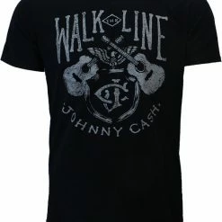 Flash-uitverkoop 🌟 POPMERCH Johnny Cash Walk The Line T-Shirt Zwart - Offici Le Merchandise 🔔