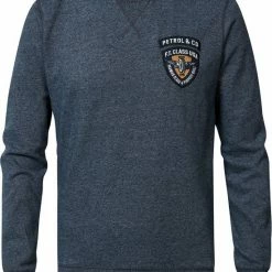 Hete verkoop ⭐ Petrol Industries - Heren Crewneck Sweater Gemeleerd - Blauw - Maat M 🛒