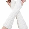 Goedkoopste 🛒 Winkrs - Polswarmers Wit - Lange Gebreide Polswarmers 🔥