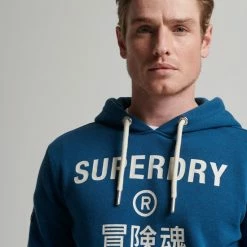 Korting ⭐ Superdry - Hoodie Logo Navy Blauw - Maat L - Comfort-fit ❤️ -Nike shop 550x670 1