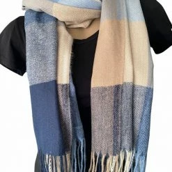 Goedkoopste 🔔 Merkloos Lange Warme Sjaal - Unisex - Geblokt - Blauw - Beige - 180 X 70 Cm (22-282#) 🔥 -Nike shop 550x699 4