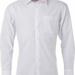 Groothandel ✔️ James & Nicholson James And Nicholson Heren Longsleeve Poplin 👚 Shirt (Wit) ✔️