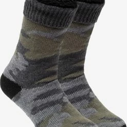 Hete verkoop ⌛ Scapino 1 Paar Heren Huissokken Camouflageprint - Grijs - Maat 39/42 👏