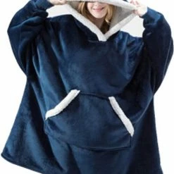 Coupon ❤️ Merkloos Super Comfy Fleece Hoodie Trui En Deken In N Unisex Blauw 😀