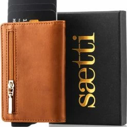 Coupon ๐ Saetti Portemonnee Met Rits Luxe Pasjeshouder Kaarthouder - Bruin - Echt Leer ๐คฉ