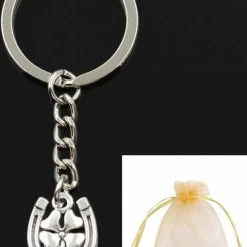 Groothandel ๐ Merkloos Sleutelhanger - Sleutelring - Klavertje 4 - Hoefijzer - Geluk - Vriendschap - Zilverkleurig - Cadeau Zakje ๐