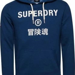 Korting ⭐ Superdry - Hoodie Logo Navy Blauw - Maat L - Comfort-fit ❤️ -Nike shop 550x777