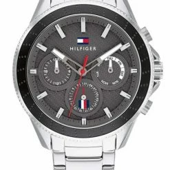 Aanbiedingen ๐งจ Tommy Hilfiger TH1791857 Horloge Heren Staal Chrono Stalen Band Zwarte Wijzerplaat โ
