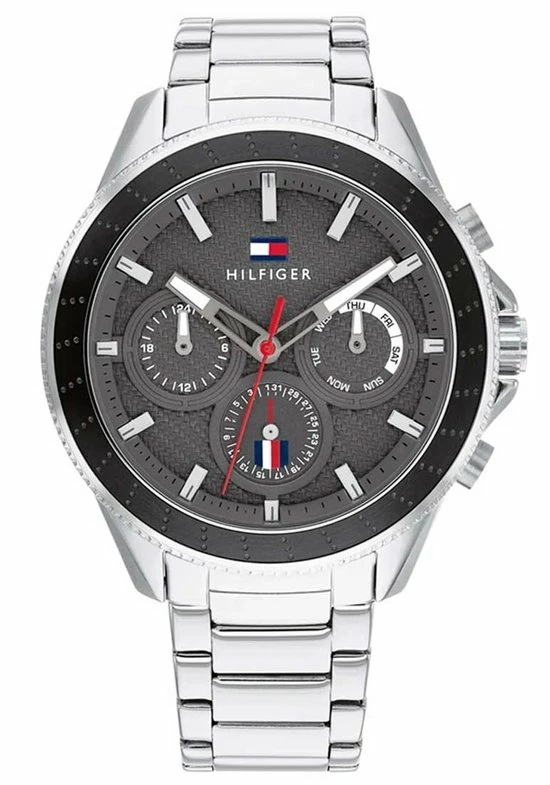 Aanbiedingen ๐งจ Tommy Hilfiger TH1791857 Horloge Heren Staal Chrono Stalen Band Zwarte Wijzerplaat โ 3 Aanbiedingen ๐งจ Tommy Hilfiger TH1791857 Horloge Heren Staal Chrono Stalen Band Zwarte Wijzerplaat โ
